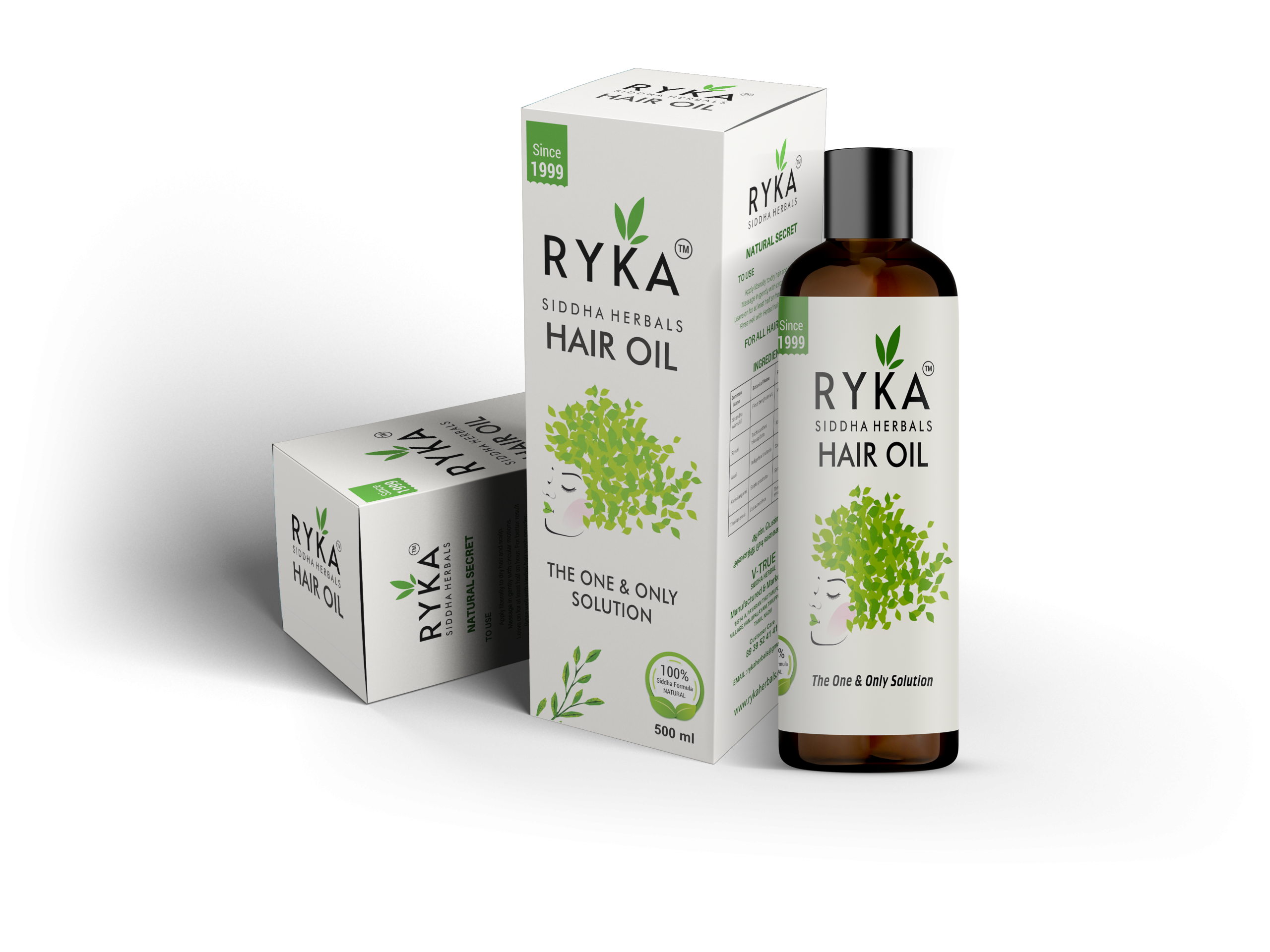 Close-up of Ryka Siddha Herbals Hair Oil Bottle 100ml - Natural Hair Growth and Nourishment